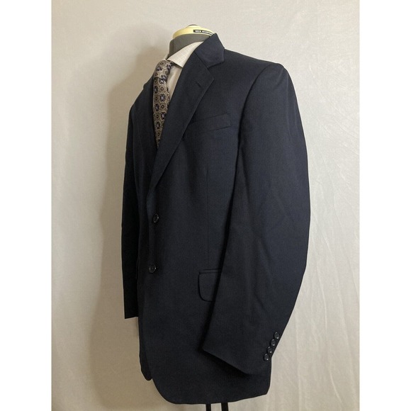 Mens Suit Jacket Blazer Sport Coat 40R 44" Navy Blue 2 Button Wool Stafford Mint - Picture 4 of 15